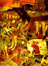 Peste Bubônica. "Triunfo da Morte", 1556, Pieter Bruegel, Museu do Prado, Madrid.